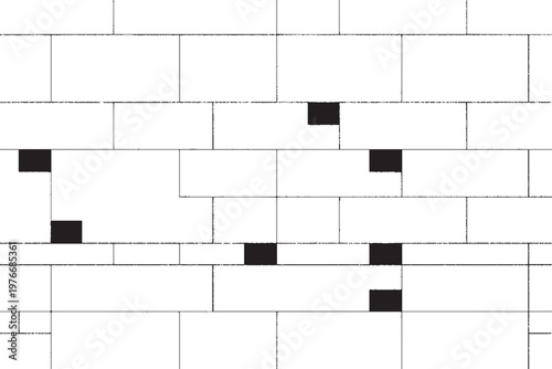Abstract Black and White Geometric Brick Grid Pattern Background