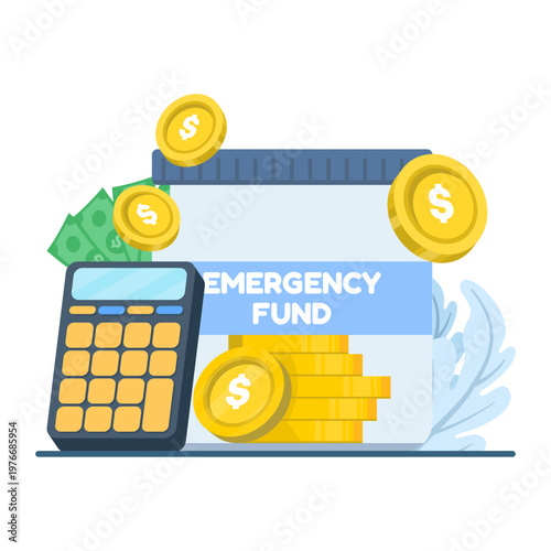 Creative illustration of savings and emergency fund calculation, emphasizing budget planning, financial strategy, expense tracking, and preparing funds for emergencies.