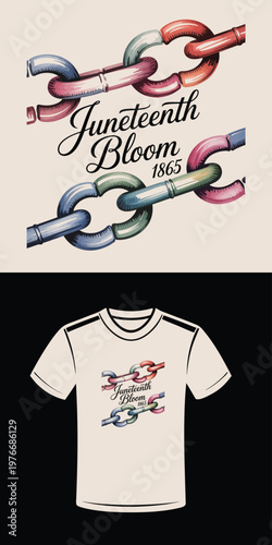 Juneteenth Bloom 1865 Watercolor Broken Chain Illustration broken chains