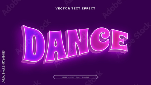 Dynamic pink and purple neon text effect with a curved perspective and intense backlight glow