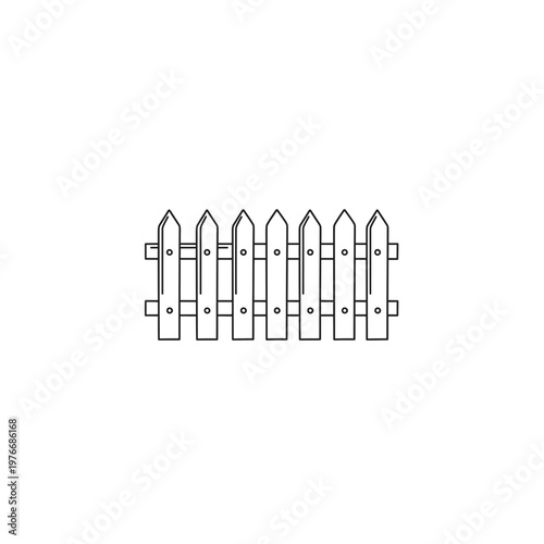 Picket fence minimalist line art illustration with boundary, minimalist