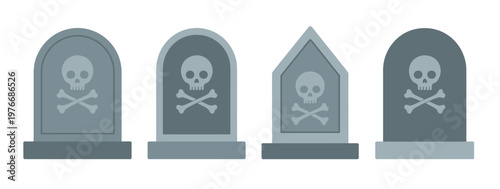 Gravestone icon, tombstone icon, headstone icon, minimalist vector illustration with classic stone shape, suitable for Halloween graphics, cemetery maps, or heritage and history-themed designs.