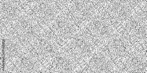 Intricate black and white doodle pattern with swirling chaotic lines