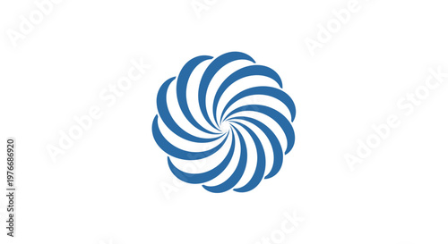 Blue and white spiral shape design.