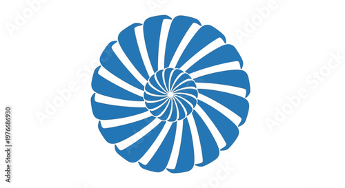 Blue and white spiral shell shape.