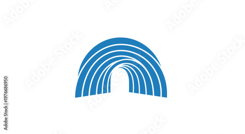 Blue arch shape design element symbol.