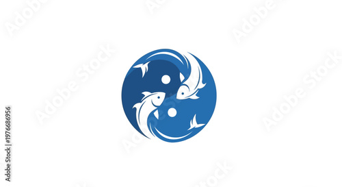 Blue button with white dolphins.