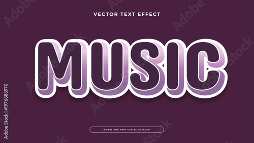 Stylish music text effect with deep purple tones and soft rounded edges ideal for entertainment and audio branding