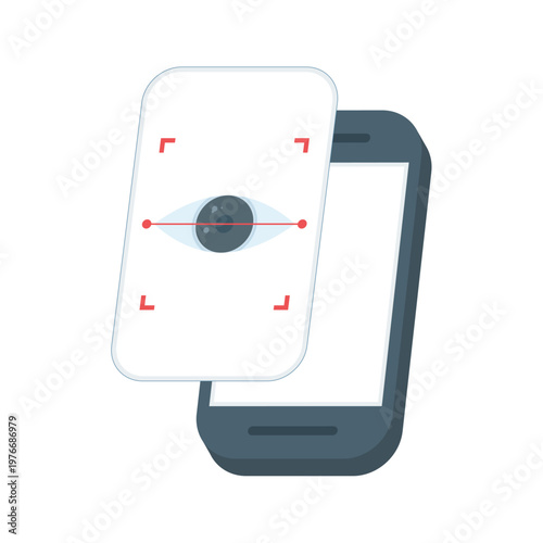 Digital illustration of eye recognition scan technology. Perfect for biometric security, digital identity, authentication systems, and technology or cybersecurity visuals. vector illustration.