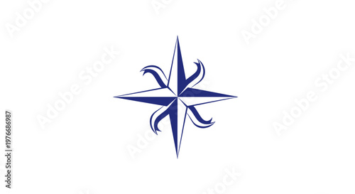 Blue Compass Navigation Direction Symbol.