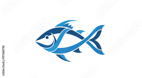 Blue fish swimming in water.