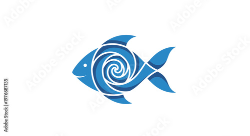 Blue fish with swirl design.