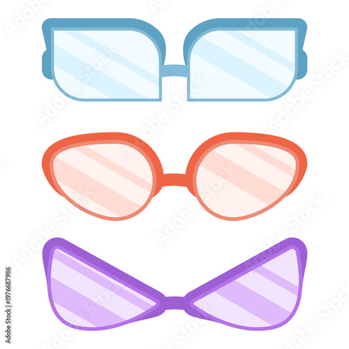 Vector concept of fashionable sunglasses, highlighting plastic frame shades, stylish eyewear accessory, sun protection, and trendsetting fashion look.