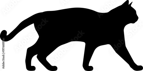 Walking Cat Silhouette Vector Illustration Isolated on White Background Feline Pet Graphic Design Element