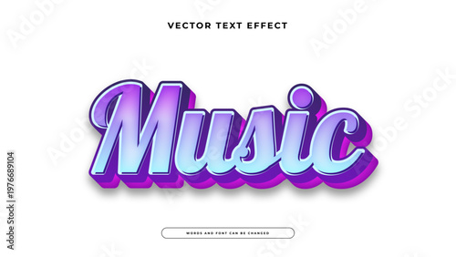 Elegant music text effect with blue and pink neon gradient script style