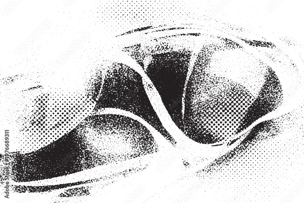Obraz premium Abstract Black and White Halftone Citrus Fruit Slice Graphic