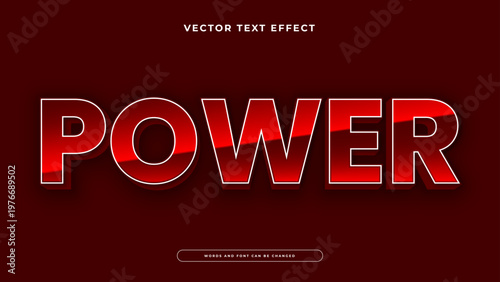 Intense red power text effect with high gloss shine and dark background for energetic and strong branding
