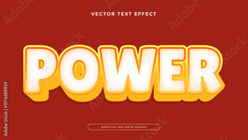 Bold orange and yellow power text effect with 3D extrude on red background