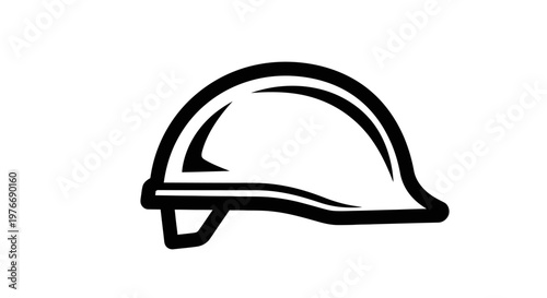 Black-and-white helmet illustration with a bold outline and simple design.