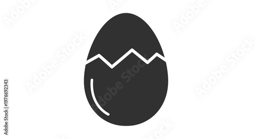 Cracked Egg Icon Silhouette, Symbol of New Life, Birth, and Beginnings