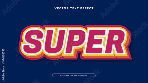 Professional editable text effect with Super word and comic style isolated on dark blue background