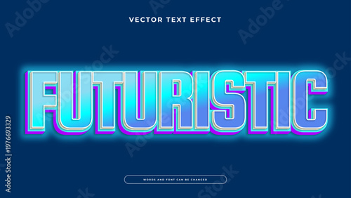 Futuristic editable text effect with blue and cyan neon glow for advanced technology and science fiction design