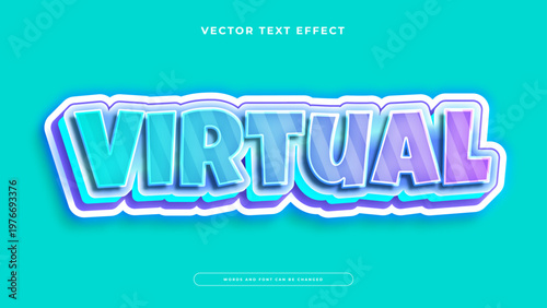 Virtual editable text effect with blue gradient glass style for metaverse and digital reality technology design