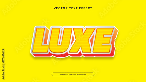 Luxury luxe vector text effect with golden yellow and red shiny style
