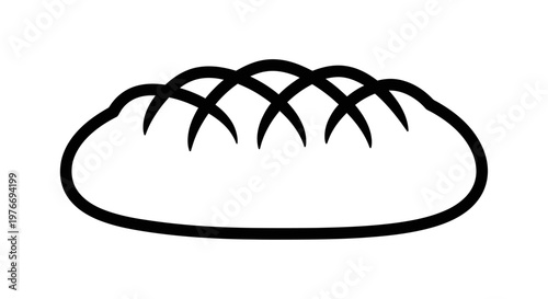 Illustration of a freshly baked loaf of bread with slashes on top, isolated on a plain white background.