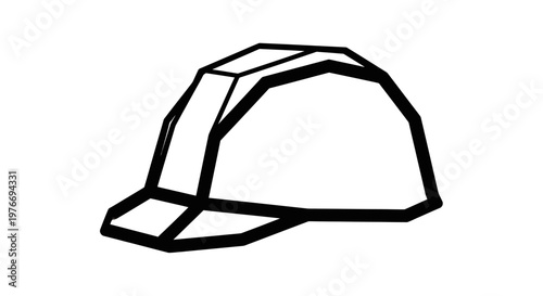 White hard hat icon with black outlines on a plain background, conveying construction themes.