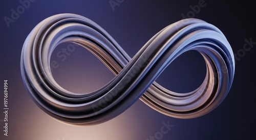 A sleek metallic infinity symbol against a dark gradient background