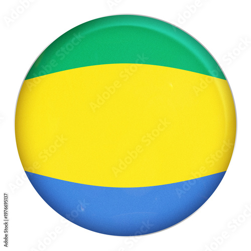 Slika na platnu Abstract Illustration of the Gabonese Flag Rendered on a Glossy Spherical Surfac