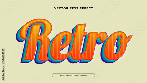 Vintage retro style with colorful layered shadows and textured orange lines
