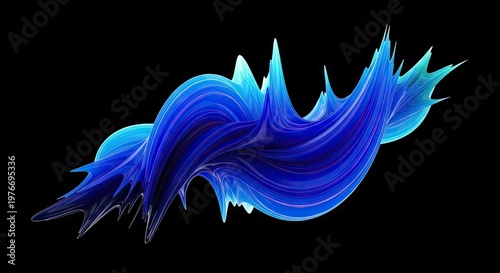A vibrant blue abstract wave on a black background