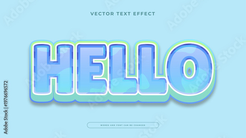 Refreshing blue and mint glossy Hello text effect