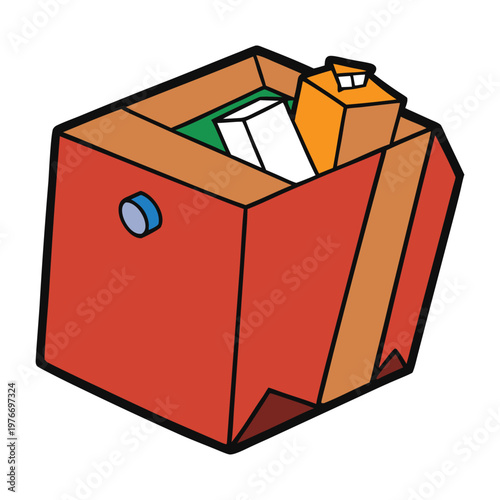 A torn package lies open beside scattered trash, its crumpled wrappers and discarded bits creating a small messy scene that hints at hurried unboxing and careless cleanup.
