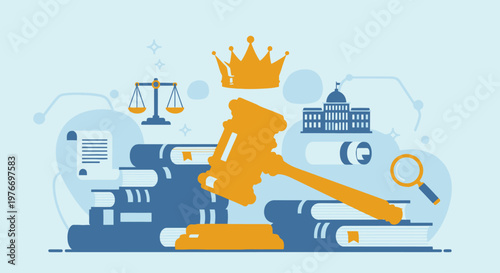 Law and Justice Concept with Gavel Crown and Scales