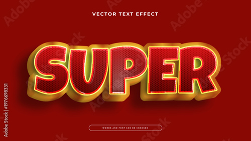 A heroic text effect with red dotted textures and golden glowing edges on a dark red background
