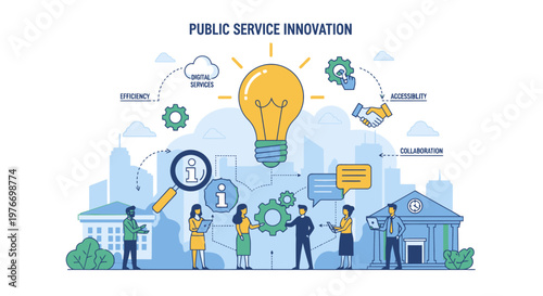 Public Service Innovation Concept with Light Bulb and Teamwork