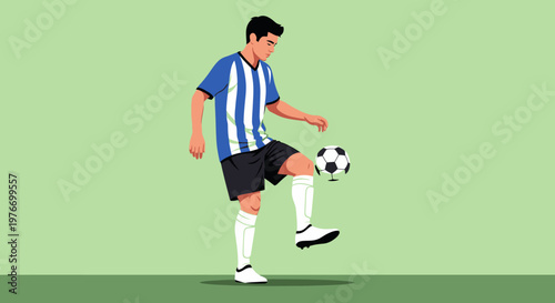 Man Kicking Soccer Ball in Air.