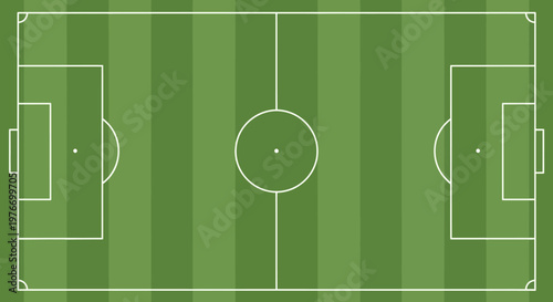 Soccer field green striped lines.