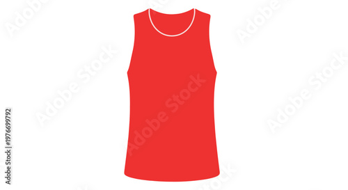 Red Sleeveless Tank Top with White Trim.