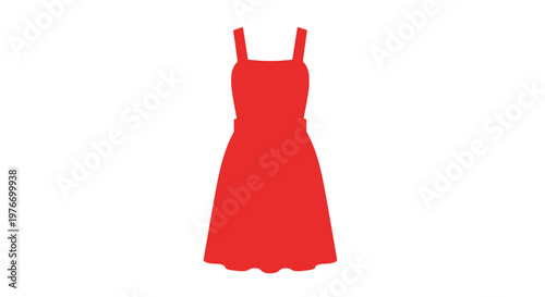 Red Sleeveless Flared Summer Dress Illustration.