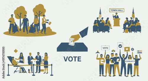 Voting and democracy concept with people illustrations