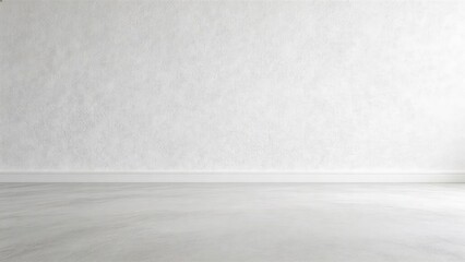 Empty white room with textured wall and smooth floor minimalist interior design background clean blank space for product mockup presentation or virtual staging modern