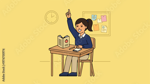 Student sitting at desk.