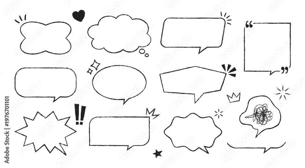 Obraz premium Set of various speech bubbles and doodle elements
