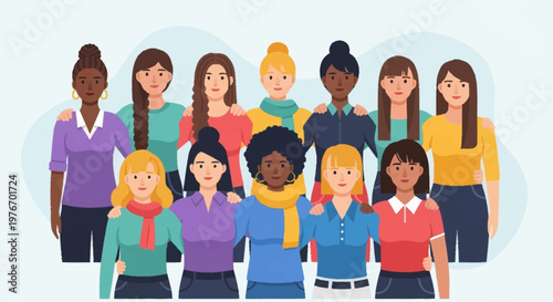 Diverse Group of Women Standing Together in Solidarity and Support.