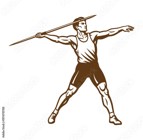 man in athletic wear preparing to throw a javelin in a dynamic stance with arms outstretched