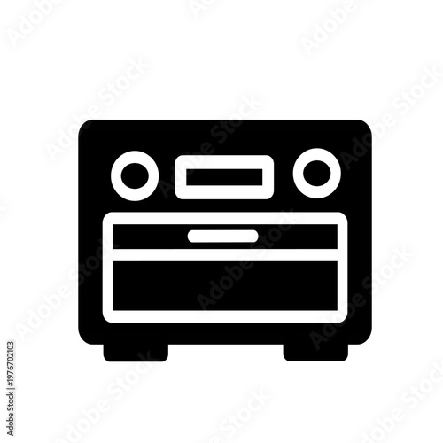 Electric oven icon. Microwave oven vector icon. Vector graphic, not Artificial Intelligence, logo illustration. Replaceable vector design.